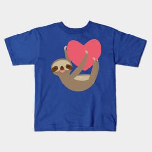 Cute sloth with red heart Kids T-Shirt